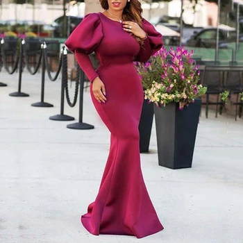 2020 M. Moteris Elegantiškas Šalis Maxi Suknelės Seksualus Undinė Medvilnės Ilgomis Rankovėmis Afrikos Mados Bodycon Derliaus Ilga Suknelė Žiemą, Rudenį