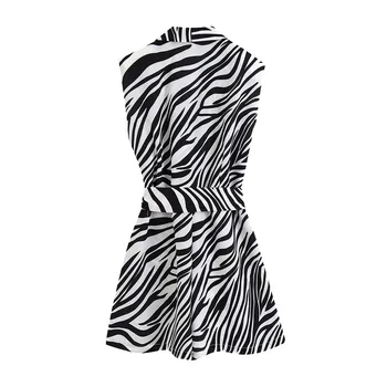 2020 M. Moteris Elegantiškos Mados Lankas Varčias Zebra Modelis Playsuits Vintage V Kaklo, Rankovių Trumpas Jumpsuits Elegantiškas Ponios Jumpsuits