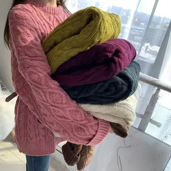2020 M. Žiemos Drabužių Moterų Džemperis Moterims Mados Prarasti Plius Dydis O-Kaklo Ilgai Puloveriai Storas Šiltas Megztiniai Moteris, Aukštos Kokybės