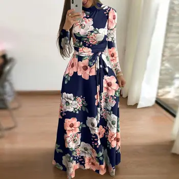 2020 Metų Vasaros Moterų Suknelė Atsitiktinis Trumpas Rankovės Ilga Suknelė Boho Gėlių Spausdinti Maxi Suknelės Golfo Tvarstis Elegantiškas Suknelės Vestido