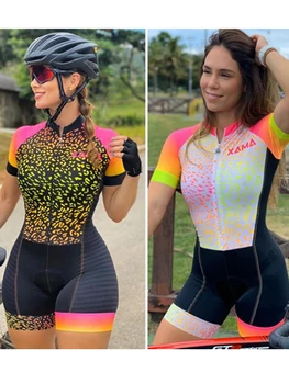 2020 Moterų XAMA PRO Gradiente Triatlonas Skinsuit nustatyti Trumpi Drabužiai Conjunto Feminino Ciclismo Dviračių Džersis Dviračių Jumpsuit