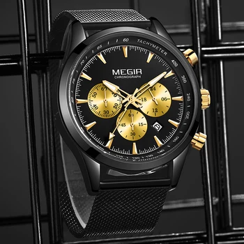 2020 Naujas BlackGold Relogio Masculino MEGIR Originalus Vyrų Laikrodžiai Vandeniui Verslo Nerūdijančio Plieno, Kvarcas Žiūrėti Vyrų Laikrodis 2020 m.