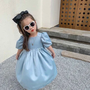 2020 Naujas Mielas Suknelė Mergaitėms Baby Vaikų Temperamentas Suknelė Vasaros Mergaitės Satino Princesė Sijonas Bamblys Vaikų Drabužiai