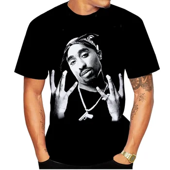 2020 Naujas Tupac 2pac T-Shirt Vyrams Mados Vyrų 3D Atspausdintas O-Kaklo Juoda Hip-Hop ' t shirt Vasaros camisetas hombre