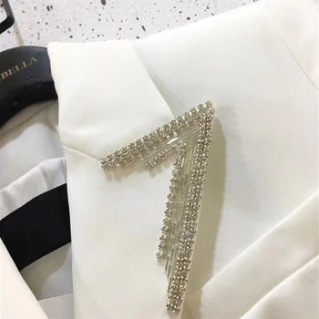 2020 Naujų Rudens Mados Atsitiktinis Įpjovomis Apykakle ilgomis Rankovėmis Diamond vientisos Spalvos dvieiliai Plonas Švarkas Paltai Moterims Outwear