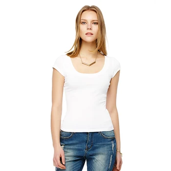 2020 Naujų korėjos Mados marškinėliai U - Apykaklės Medvilnė Seksuali Moteris Top Juoda Balta kieta medžiaga, O-Kaklo Moterų marškinėliai