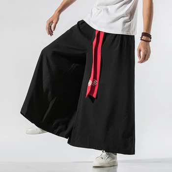 2020 Vyrų Pločio Koja Pants Mens Medvilnės Poilsiu Retro Laisvas Kelnes Žmogus Kinų Stiliaus Lininės Kelnės Vyriškos Didelis Tarpkojo Nepalas Chalatas, Kelnės