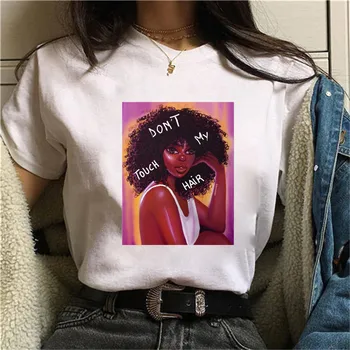 2020 ins karšto pardavimo afrikos garbanoti plaukai juoda gril spausdinti trumpomis rankovėmis vasarą viršų seksuali moteris melanino marškinėliai studentų marškinėlius tees
