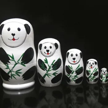 2020 m., 5vnt/set Rankomis Dažyti Medinių Kinijos Panda Lizdus Lėlės, Žaislai Matryoshka rusijos Lėlės Rankų darbo Amatai Vaikams Gimtadienio Dovana