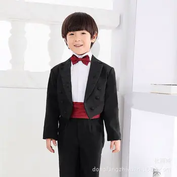 2020 m. Oficialią berniuko kostiumas vestuvių drabužių šalies krikšto kalėdų drabužius už 1-10T berniuko, tinka dėvėti 5 Gabalas balta/atgal