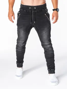 2020 m. Rudens-Žiemos Vyrų užtrauktukas Kišenėje Slim Džinsai Mados Hip-Hop Atsitiktinis Lokomotyvų Jeans Street Tiesiai Džinsinio audinio Drabužius