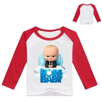 2020 m. Rudenį Vaikų Naujas Bosas Kūdikių Atspausdintas T-Shirt Visas rungtynes, Pečių Spalvotų Long Sleeve T-Shirt berniukai grafinis tee