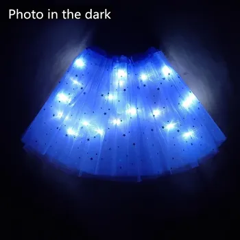 2020 m., naujosios Šviesos diodų (LED) Mergina Vaikų Drabužių Star Tutu Sijonas Princesė Šalies Tutus Tiulio Vaikų Baleto Šokių naujųjų metų Fluorescencinė žalia