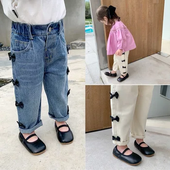 2020 m. rudenį vaikų drabužių mergaitės lankas laisvi džinsai vaikams elastinga juosmens kelnes
