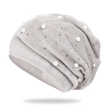 2020 m. žiemos skrybėlę moteris kepuraitė perlas ryškus deimantų dizaino žiemos moteriškos kepurės žiemai minkštas ir patogus kepuraitė turbaną skrybėlės