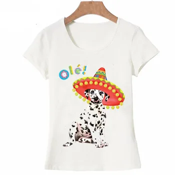 2020 naujas vasaros moterų marškinėliai mados Fiesta Dalmatijos T-Shirt cute girl atsitiktinis Viršūnes moterų Tee hipster šuo spausdinti Marškinėliai