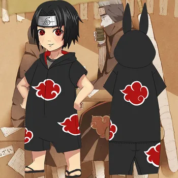 2020 naujų Anime Naruto cosplay Akatsuki Uchiha Itach Suaugusiųjų flanelė pižama, Chalatas su Gobtuvu pižama, Zuikio ausis onesies Kostiumas