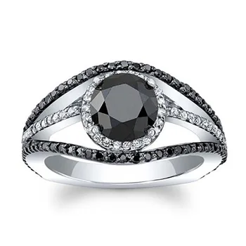 2021 nauja madinga juoda spalva turas 925 sterlingas sidabro vestuvinis žiedas moterims 