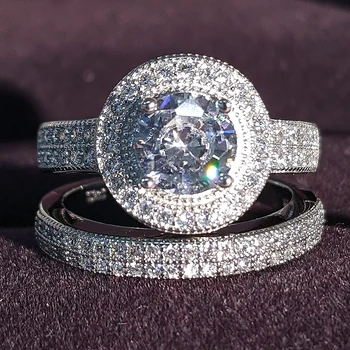 2021 naujas prabangus turas 925 sterlingas sidabro vestuvių žiedas rinkinys moterims lady jubiliejų dovana, papuošalai urmu parduoti Juodasis penktadienis R5117