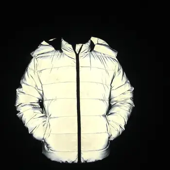2021 vyrų naujas atspindintis sustorėjimas šiltos žiemos medvilnės kamšalu striukė paaugliams noctilucent gobtuvu medvilnės-paminkštintas drabužiai