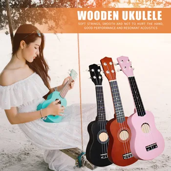 21 colio Liepų Ukulėle Vaikų Muzikos Instrumentas, 4 Stygos Havajų Gitara Sopranas Sapele Muzikos Instrumentų Šeimos Pramogų
