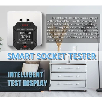 220~250V ES JK Kištukinis Lizdas Testeris Lizdas Smart Testeris, Skaitmeninis Displėjus LCD Lizdas Testeris Grandinės Poliškumas Detektorius