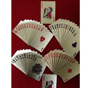 24K Sidabro Kortų Kaladę Sidabro Folija, Pokerio Rinkinys Magic Card Patvarus, atsparus Vandeniui Žaidimas Kortelės Euro, JAV Dolerio Dizaino Poler Korteles