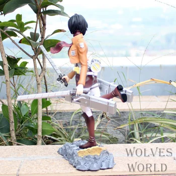 25cm Ataka Titan Mikasa Akermano Veiksmų Skaičius, Mikasa Akermano Petit Chara Žemės PVC Kolekcijos Modelis Lėlės, Žaislai