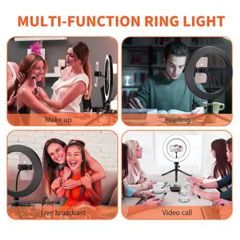 26cm LED Šviesos Žiedas su trikoju Studija Vaizdo Šviesos Žiedas Lempa USB Selfie Žiedas Šviesą Tik Tok 