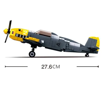 289Pcs Karinės WW2 Vokietijos Kariuomenės karinių Oro Pajėgų BF-109 Kovotojas Statybinių Blokų Rinkinius Brinquedos Plytų Švietimo Žaislai Vaikams