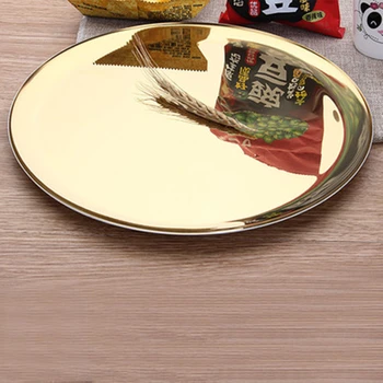 28cm aukso / color diskas metalo apvalios plokštelės vaivorykštės spalvų vaisių arbata dėklas papuošalai ekrano plokštė 430 # nerūdijančio plieno