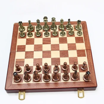 29Cm Metalo Šachmatų Rinkinį Prabanga Pelninga Lankstymo Mediniai Šachmatai stalo Žaidimai Tekstūros Klasikinis Rankų darbo Riteriai Vienetų Karalienė Gambit