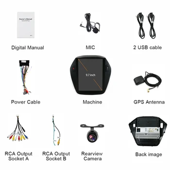 2Din Android Automobilio Radijo, GPS Hyunda Ix35 2010-Vertikalus Tesla Ekranas 9.7