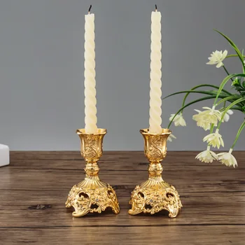 2VNT/pora Aukso/Sidabro Europoje Metalo Žvakė Stovi Dievo Žvakidės Metalo Antikvariniai daiktai, Stalo, Namų Puošybai Žvakių Laikikliai
