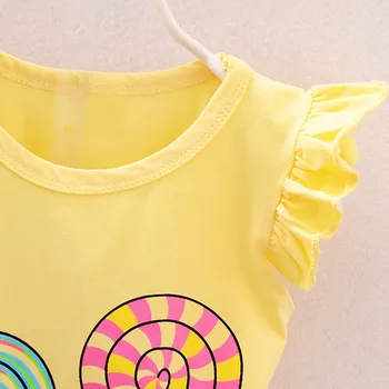 2VNT vasaros mergaitė Bamblys Vaikams, Kūdikių Mergaitės, Apranga Lolly T-shirt Viršūnes+Trumpas Kelnes Drabužių mergaičių drabužių rinkiniai