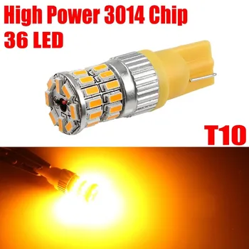 2vnt Didelės Galios 168, T10 3014 Chip Gintaro Geltona Didelės Galios 36 LED SMD Šviesos Lemputės Automobilių Stovėjimo Šviesų arba Atsarginę Žibintai