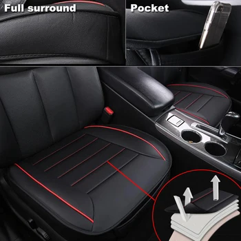 2vnt (Pora) Universal Full Surround Black+Red Stitch PU Odos Automobilio Priekinės Sėdynės Pagalvėlė Kvėpuojantis Transporto priemonės Auto Raštas Dangtis