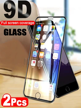 2vnt/daug 9D Stiklo iPhone 6 6S 7 8 Plius Grūdintas Stiklas Screen Protector, iphone 7 8 7Plus visiškai padengti stiklo apsauginė plėvelė