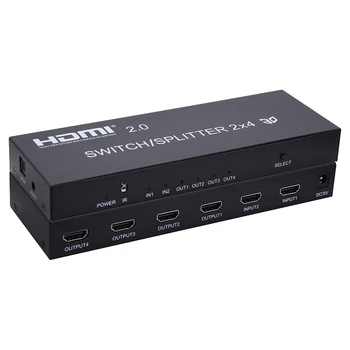 2x4 2.0 HDMI Jungiklis Splitter 4K HDMI Jungiklis/Splitter SPDIF Garso Paramą 4K/60Hz ir gali mažinimo produkcija 4K ir 1080P