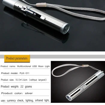 3 1. Daugiafunkcinis Medicinos Pen Šviesos Mini UV Žibintuvėlis USB Įkrovimo Torch White/UV/ Lazerinis LED Žibintuvėlis Šviesos Rankos