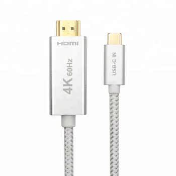 3.1 USB-C-HDMI Kabelis Pintas Aukso spalvos Jungtis 4K 60Hz Tipas C, Macbook, Telefonas, TV