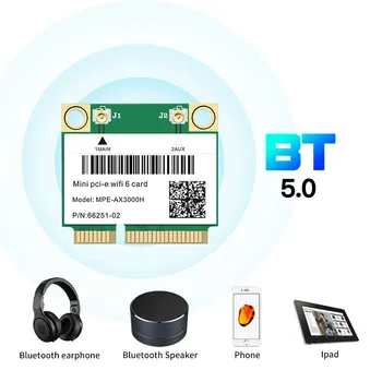 3000Mbps Wifi 6 Tinklo Wlan Wi-fi Kortele, Bluetooth 5.0 Dual Band 802.11 ax/ac Belaidžio ryšio Adapteris Pusę Mini PCI-E 2.4 Ghz/5 ghz MU-MIMO
