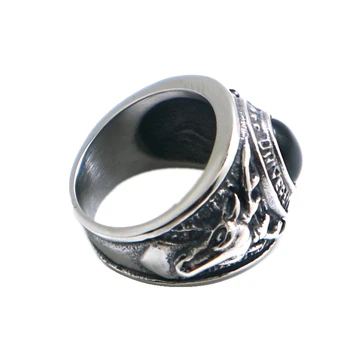 316L Nerūdijančio Plieno, Kietas Naujausias Vintage Juodas Akmuo Elnias Žiedas