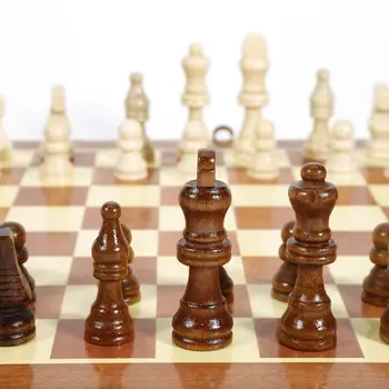 34 X 17 X 3.8 cm Medinių Tarptautinės Šachmatų Rinkinys 3-in-1 Kelių Tarptautinės Šachmatų Lankstymo Šachmatų Nešiojamų stalo Žaidimas Žodis Šachmatai