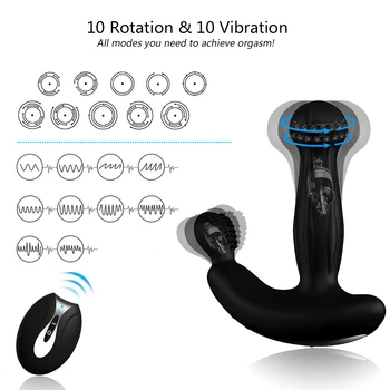 360° Besisukantis Analinis Vibratorius, 10 Vibracijos Prostatos Massager su Belaidžio Nuotolinio valdymo Butt Plug G-Spot Sekso Žaislas Vyrams, Moterims Pora