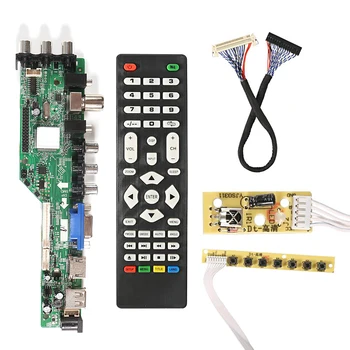 3663 Naujas Skaitmeninis Signalas DVB-C, DVB-T2, DVB-T, Universalus LCD TV Valdiklio Tvarkyklę Valdybos ATNAUJINTI rusijos USB žaisti +7 pagrindinis Jungiklis+IR