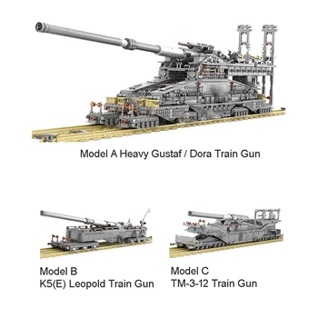 3846pcs antrojo pasaulinio KARO Vokietijos Sunkiosios Artilerijos Schwerer Gustav Traukinio Ginklą Karinio Modelio Kūrimo Bloką Švietimo Plytų Žaislas
