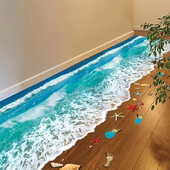 3D Grindų Lipdukai Žvaigždė Paplūdimio Lipdukas Jūros Vinilos Paredes, Vaikų Kambario, Kūdikių Miegamojo, Vonios kambario, Namo Apdaila