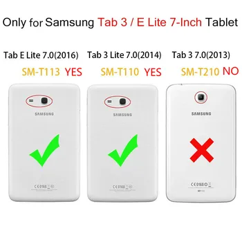 3D Katė Spausdinimo PU Odinis dėklas, Skirtas Samsung Galaxy Tab 3 Lite 7,0 colių SM-T110 T111 Tab E 7.0 SM-T113 T116 Tablet Atveju+Filmas+Rašiklis
