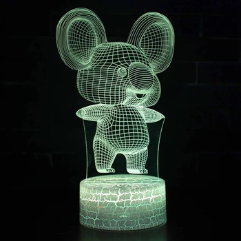 3D Koala Naktį Šviesos Gyvūnų Iliuzija, LED Lempos, Vaikų Kambario Dekoracija su Nuotolinio Valdymo 7 Spalva Keičiasi Unikalus